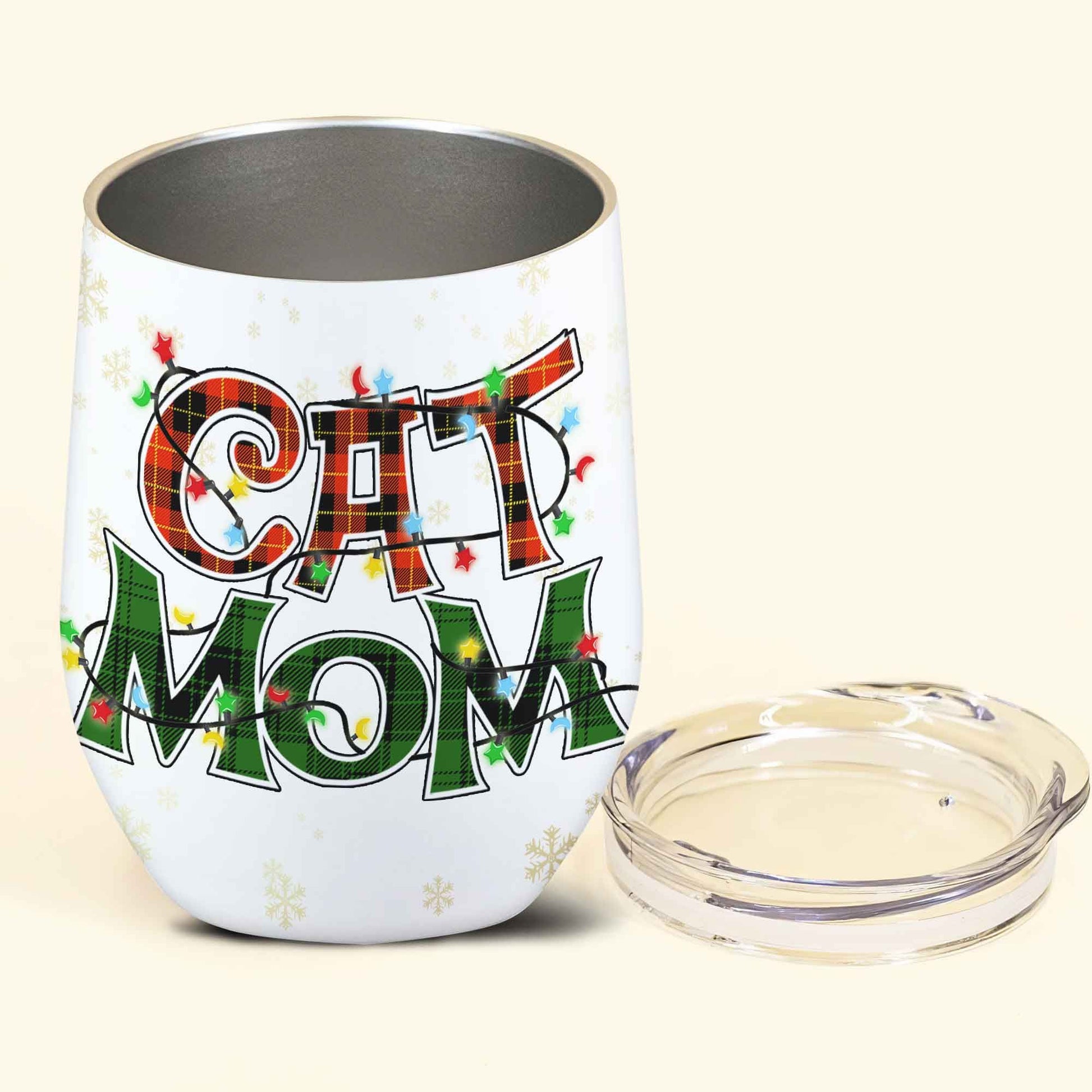 Cat Mom Personalized Christmas Wine Tumbler