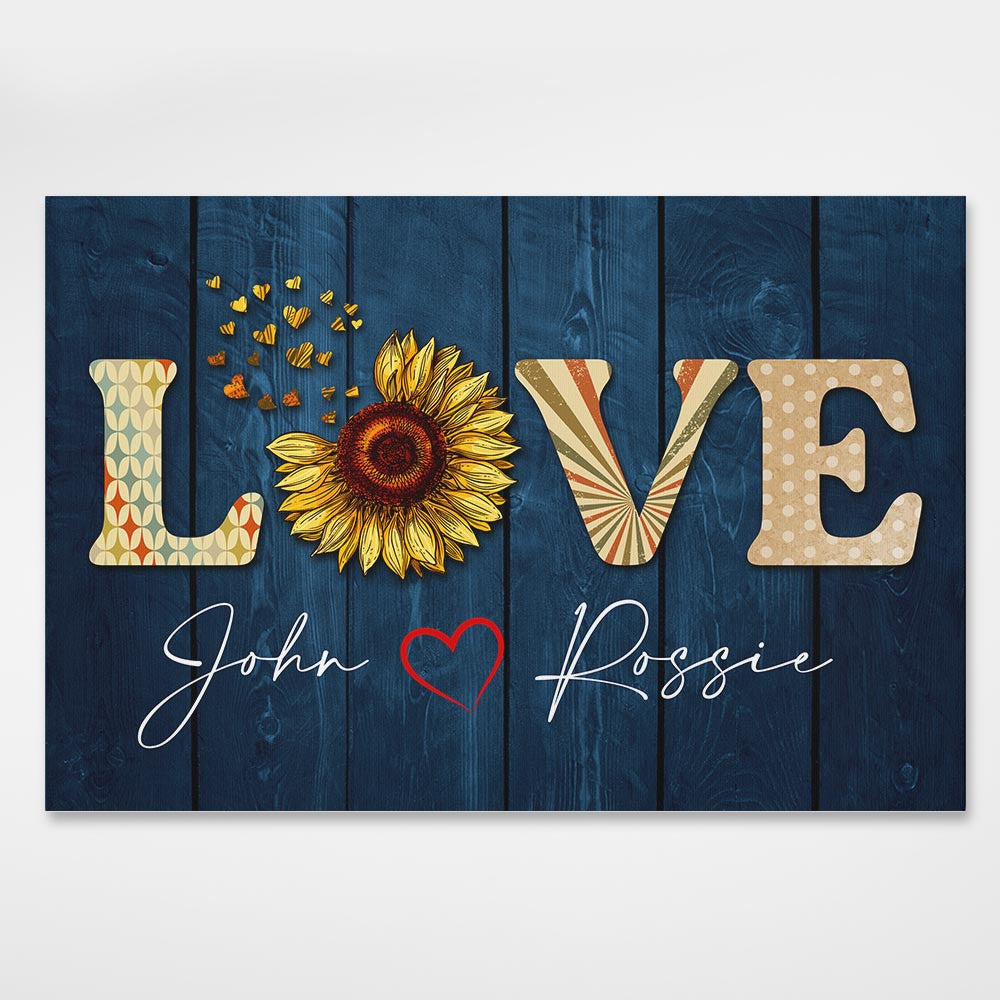 Personalized Anniversary Gifts Wall Art Canvas Love Sunflower