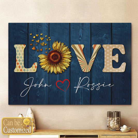 Personalized Anniversary Gifts Wall Art Canvas Love Sunflower