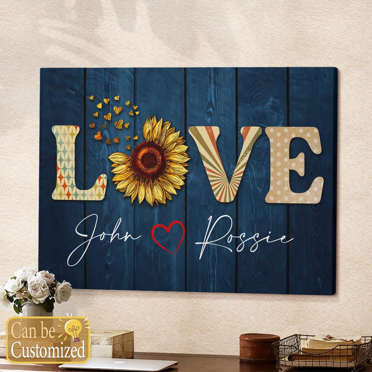 Personalized Anniversary Gifts Wall Art Canvas Love Sunflower
