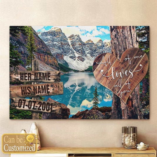 Multi Landscape Personalized Couple Gifts Canvas - All Of Me Loves All Of You Wall Art Decor