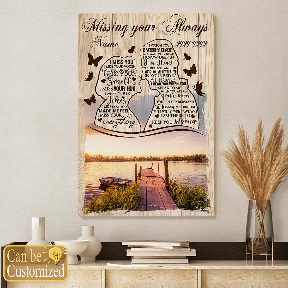 Personalized Memorial Gifts For Loss Of Husband Wall Art Canvas Missing you Always