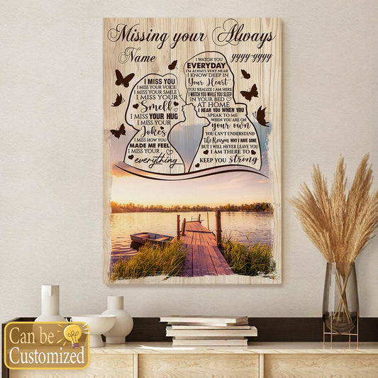 Personalized Memorial Gifts For Loss Of Husband Wall Art Canvas Missing you Always