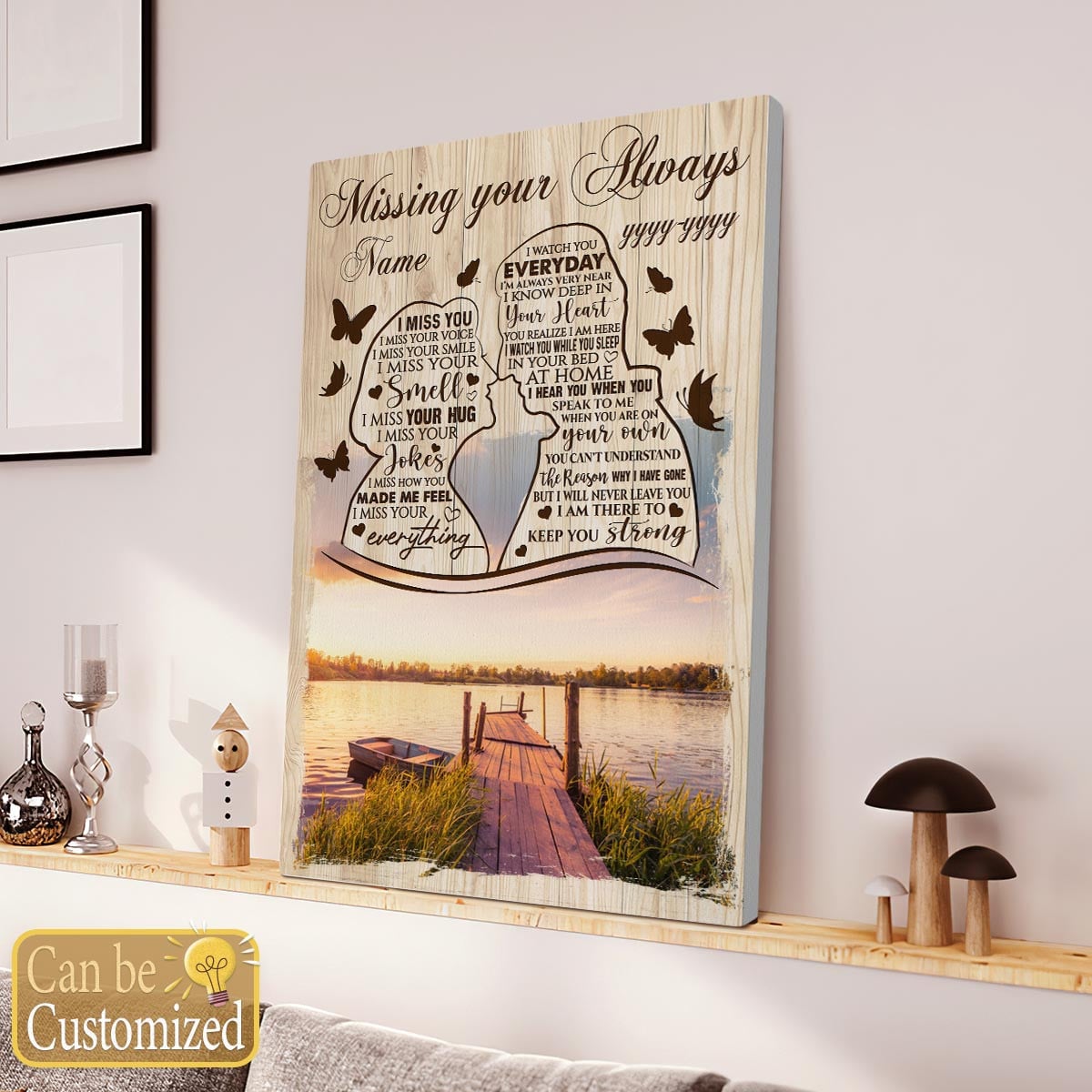 Personalized Memorial Gifts For Loss Of Husband Wall Art Canvas Missing you Always