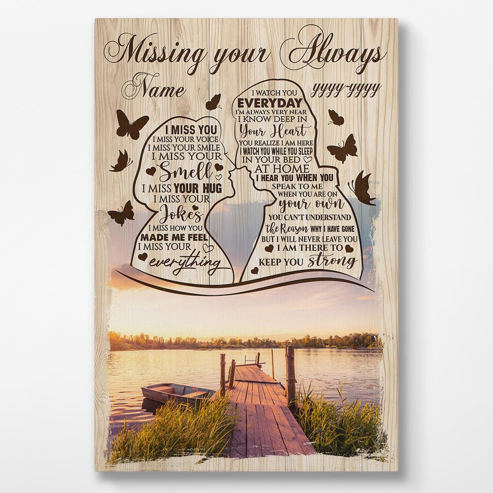 Personalized Memorial Gifts For Loss Of Husband Wall Art Canvas Missing you Always