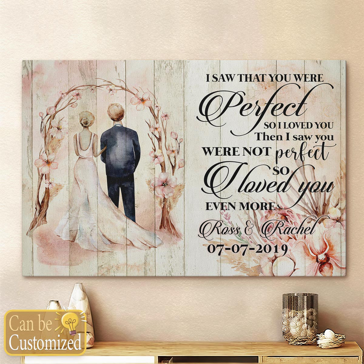 Couple Wedding Anniversary Personalized Canvas You Were Perfect So I Loved You
