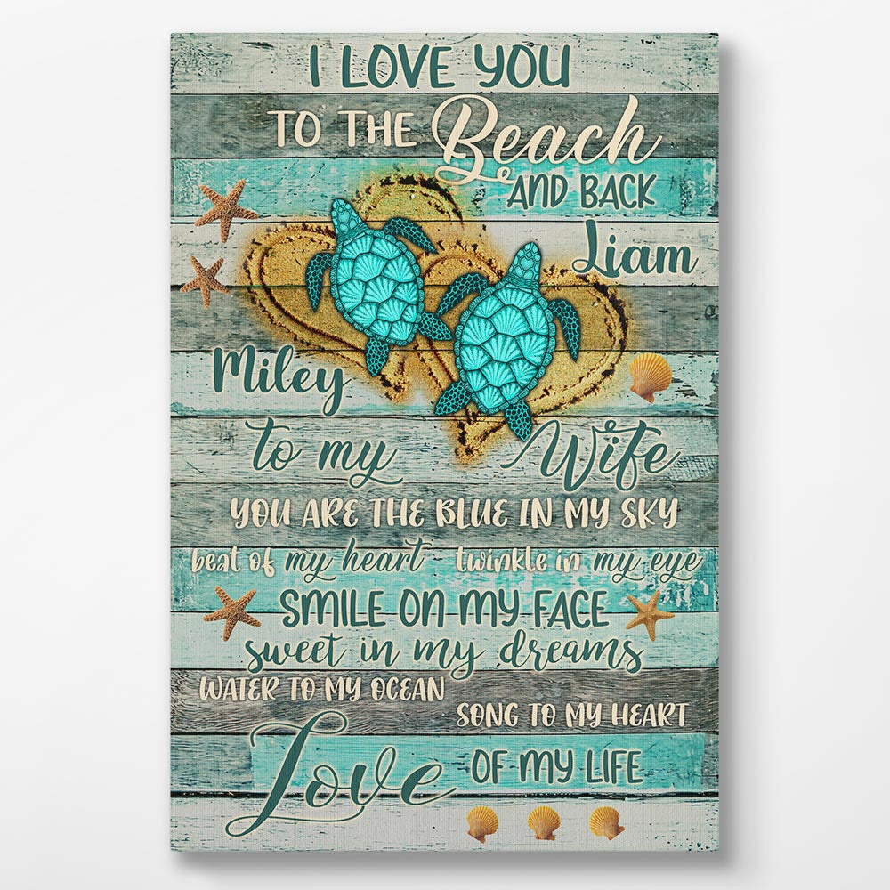 To My Wife You Are The Blue In My Sky Couple Turtle Personalized Canvas Custom Anniversary Gifts