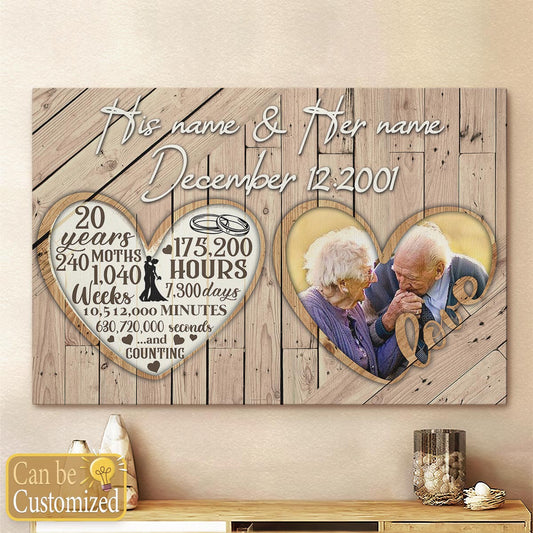 20 Years Personalized Anniversary Gifts Wall Art Canvas Gifts For Her - Gifts For Him