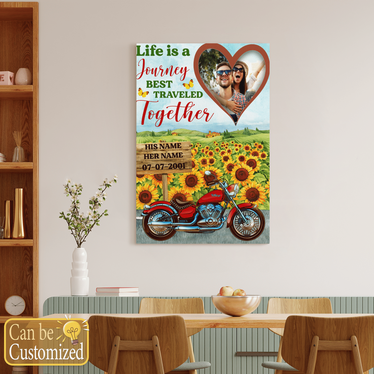 Personalized Canvas Life Is A Journey Best Traveled Together Gifts for Riding Couples