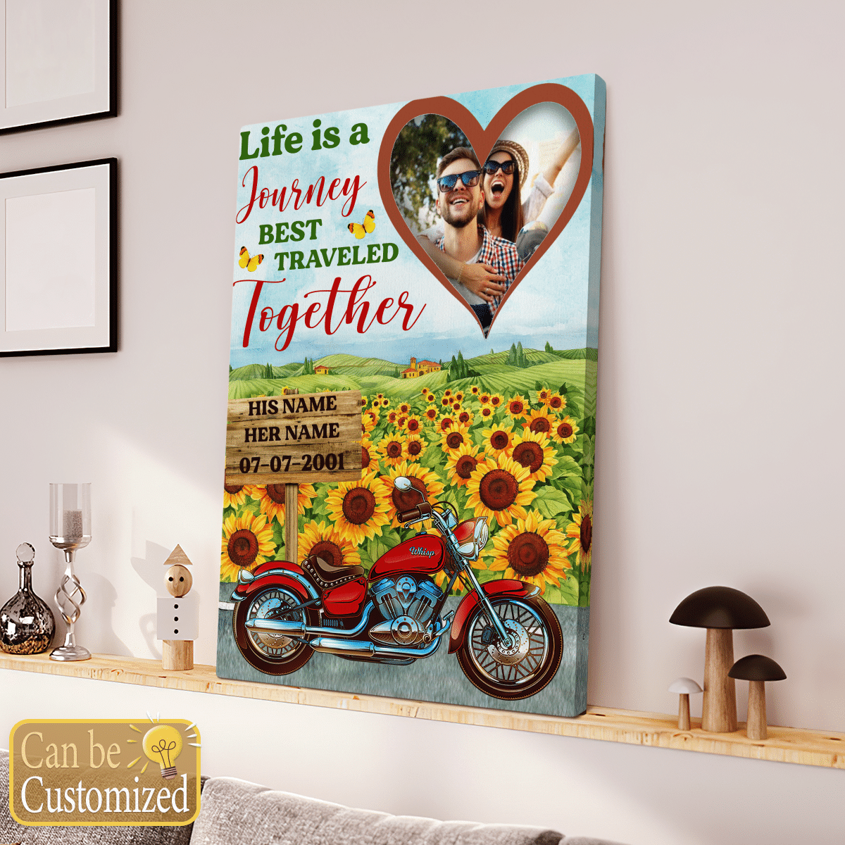 Personalized Canvas Life Is A Journey Best Traveled Together Gifts for Riding Couples