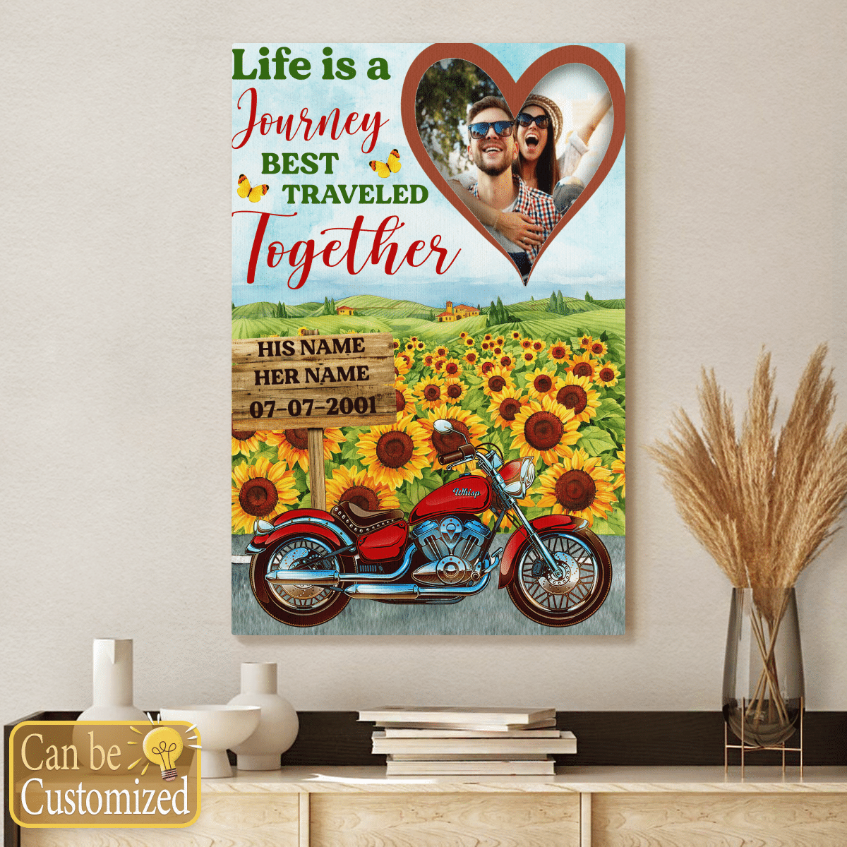 Personalized Canvas Life Is A Journey Best Traveled Together Gifts for Riding Couples
