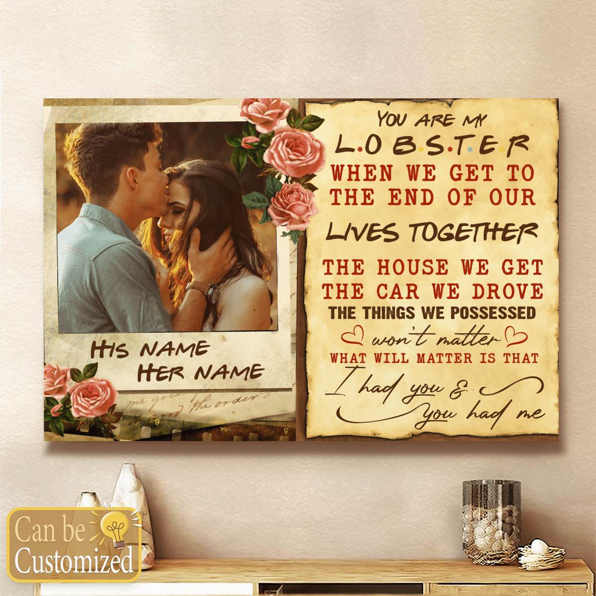 You're My Lobster Family Personalized Canvas Gifts Idea For Couple Anniversary