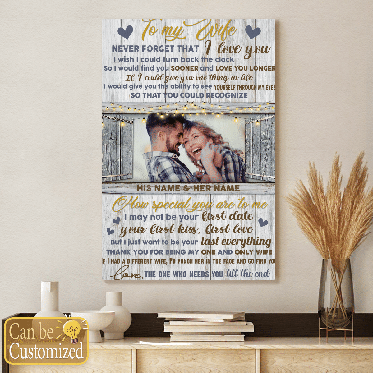 To My Wife Never Forget That Personalized Canvas Gifts For Husband & Wife