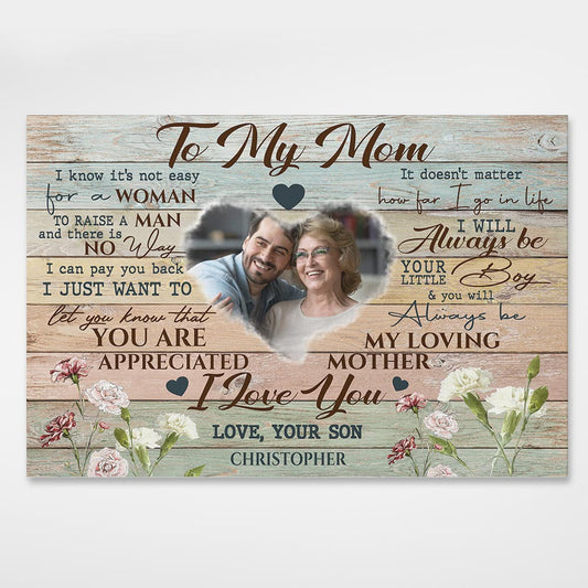 To My Mom Canvas Gifts For Mother's Day From Son