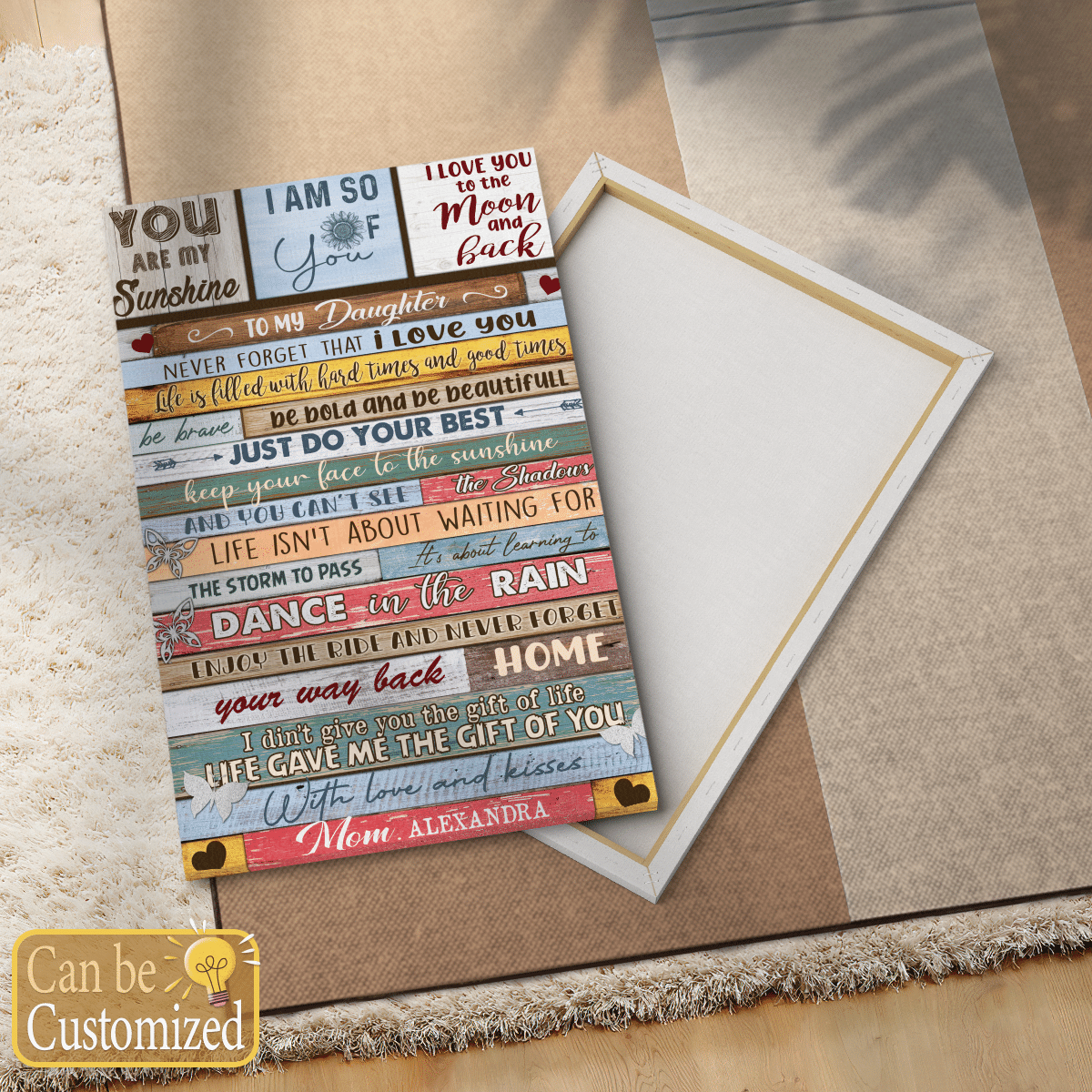 To My Daughter Personalized Canvas I Love You To The Moon And Back