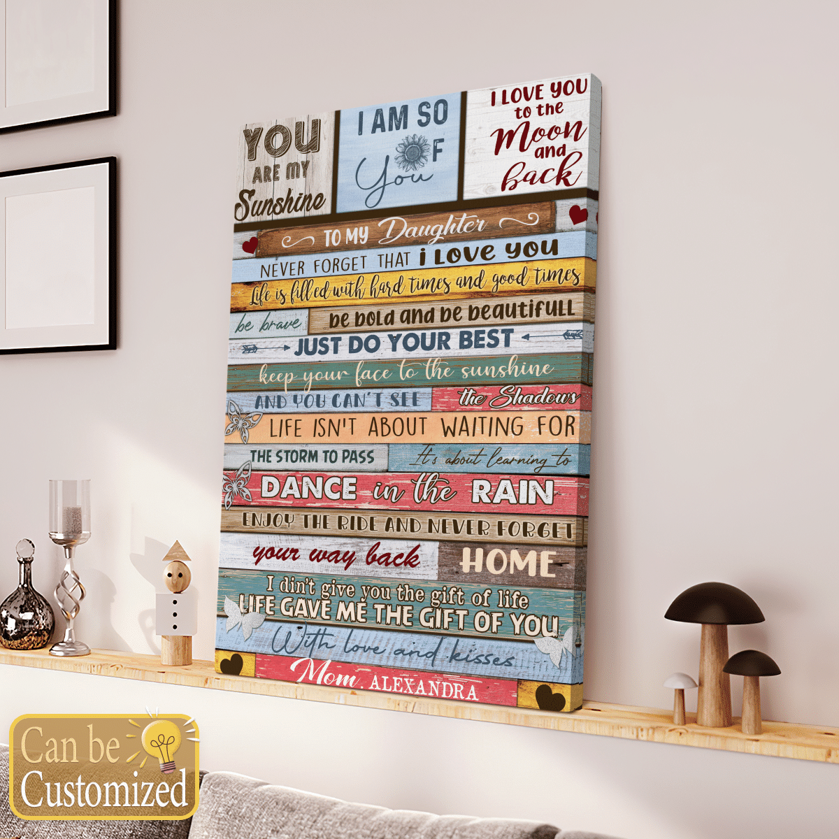 To My Daughter Personalized Canvas I Love You To The Moon And Back