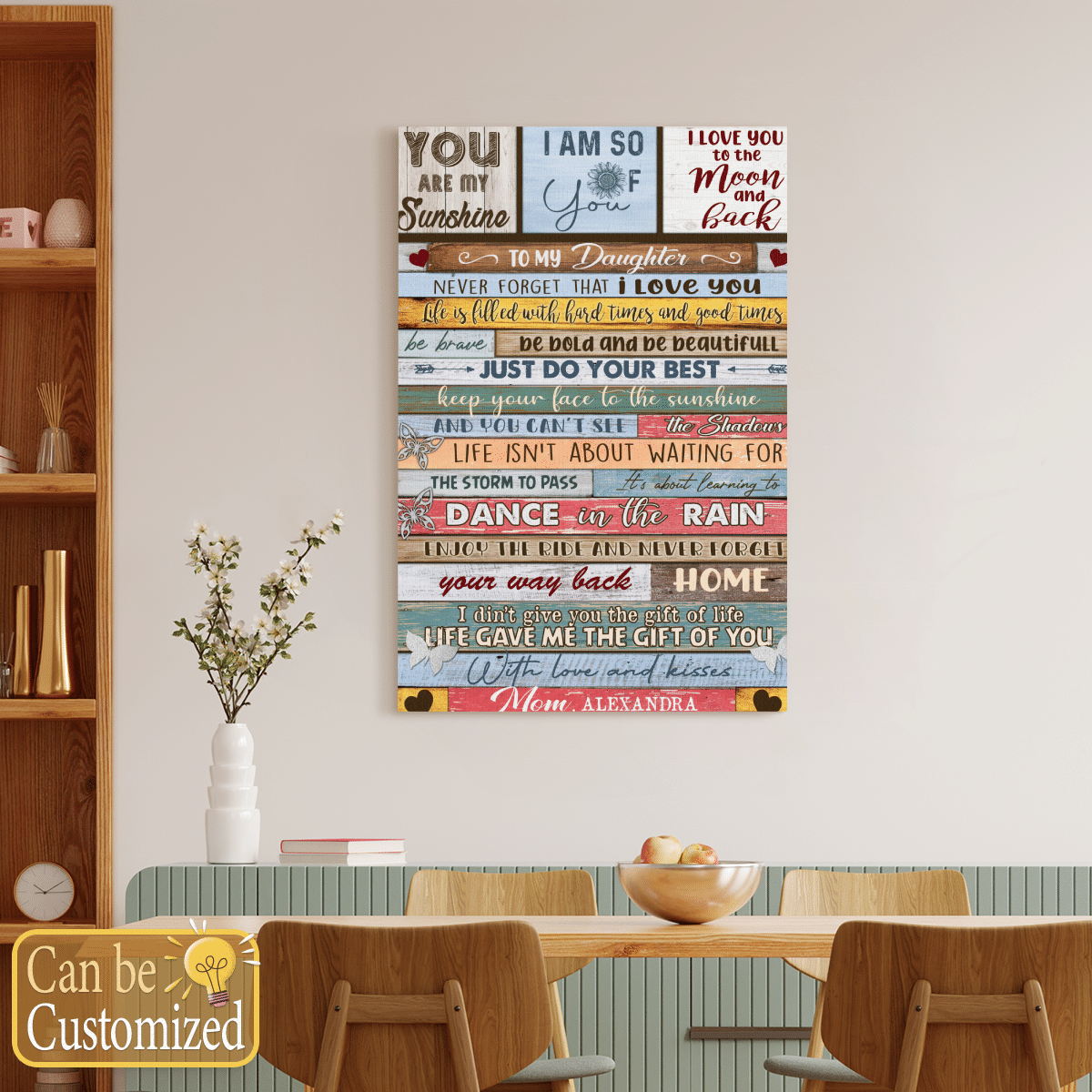 To My Daughter Personalized Canvas I Love You To The Moon And Back