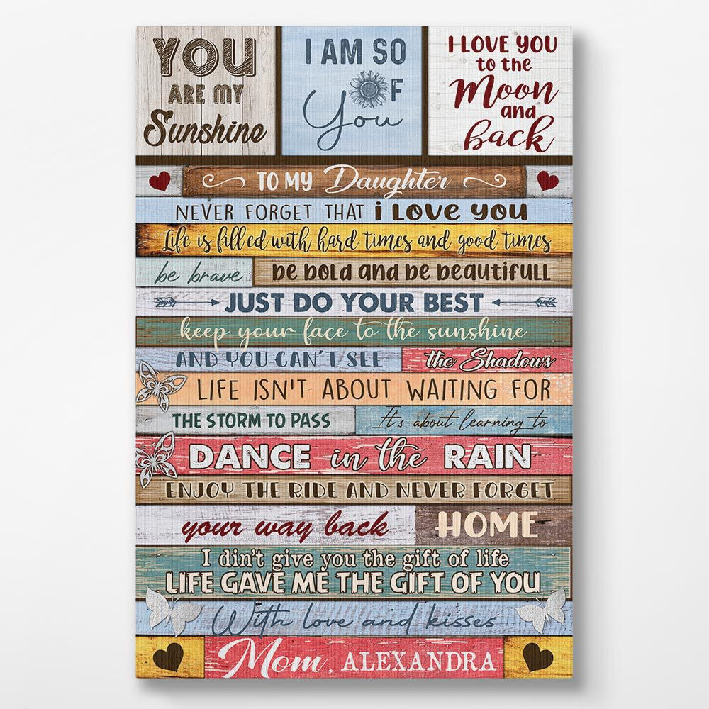 To My Daughter Personalized Canvas I Love You To The Moon And Back