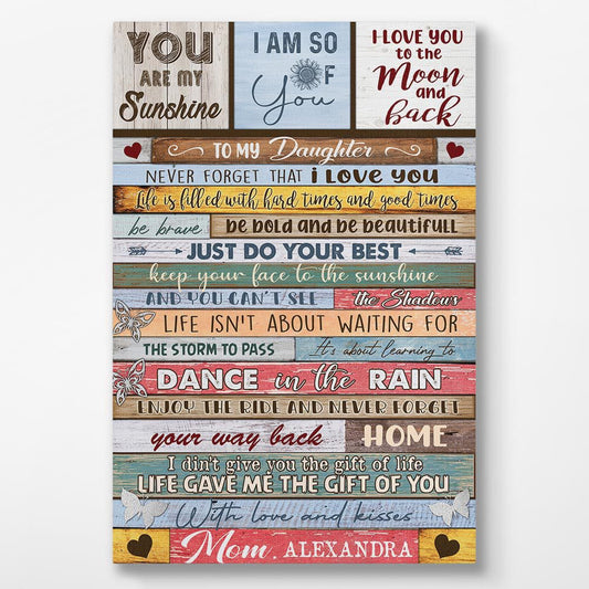 To My Daughter Personalized Canvas I Love You To The Moon And Back