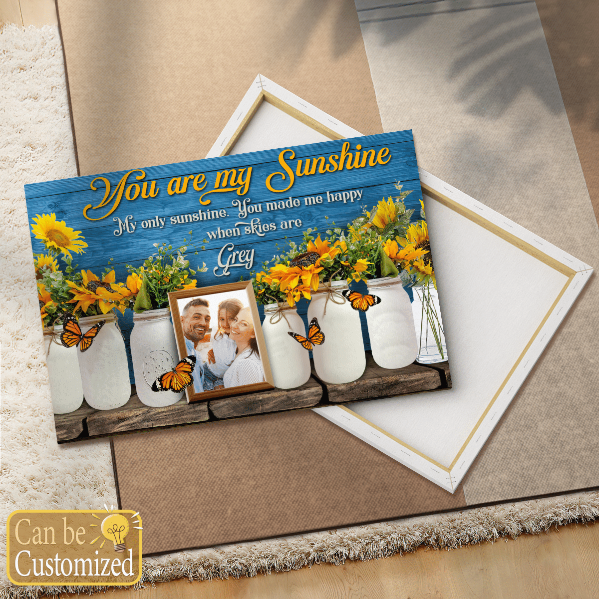 You Are My Sunshine Butterfly Personalized Canvas Gifts For Mom Daughter