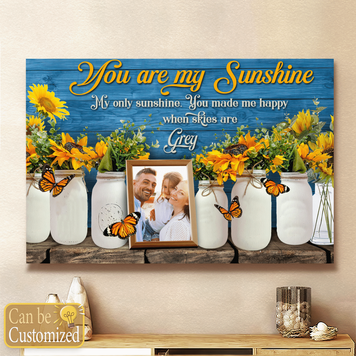 You Are My Sunshine Butterfly Personalized Canvas Gifts For Mom Daughter