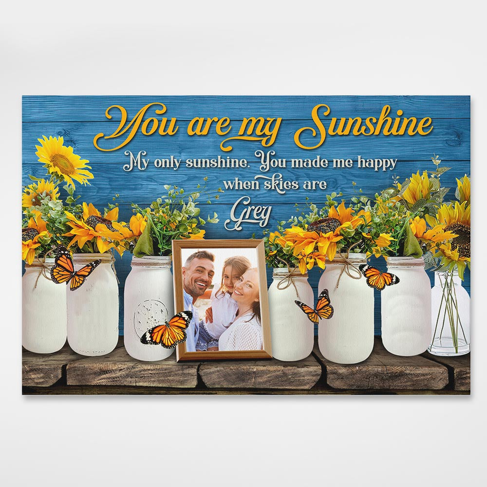 You Are My Sunshine Butterfly Personalized Canvas Gifts For Mom Daughter