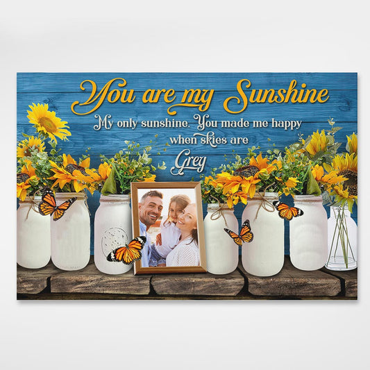 You Are My Sunshine Butterfly Personalized Canvas Gifts For Mom Daughter