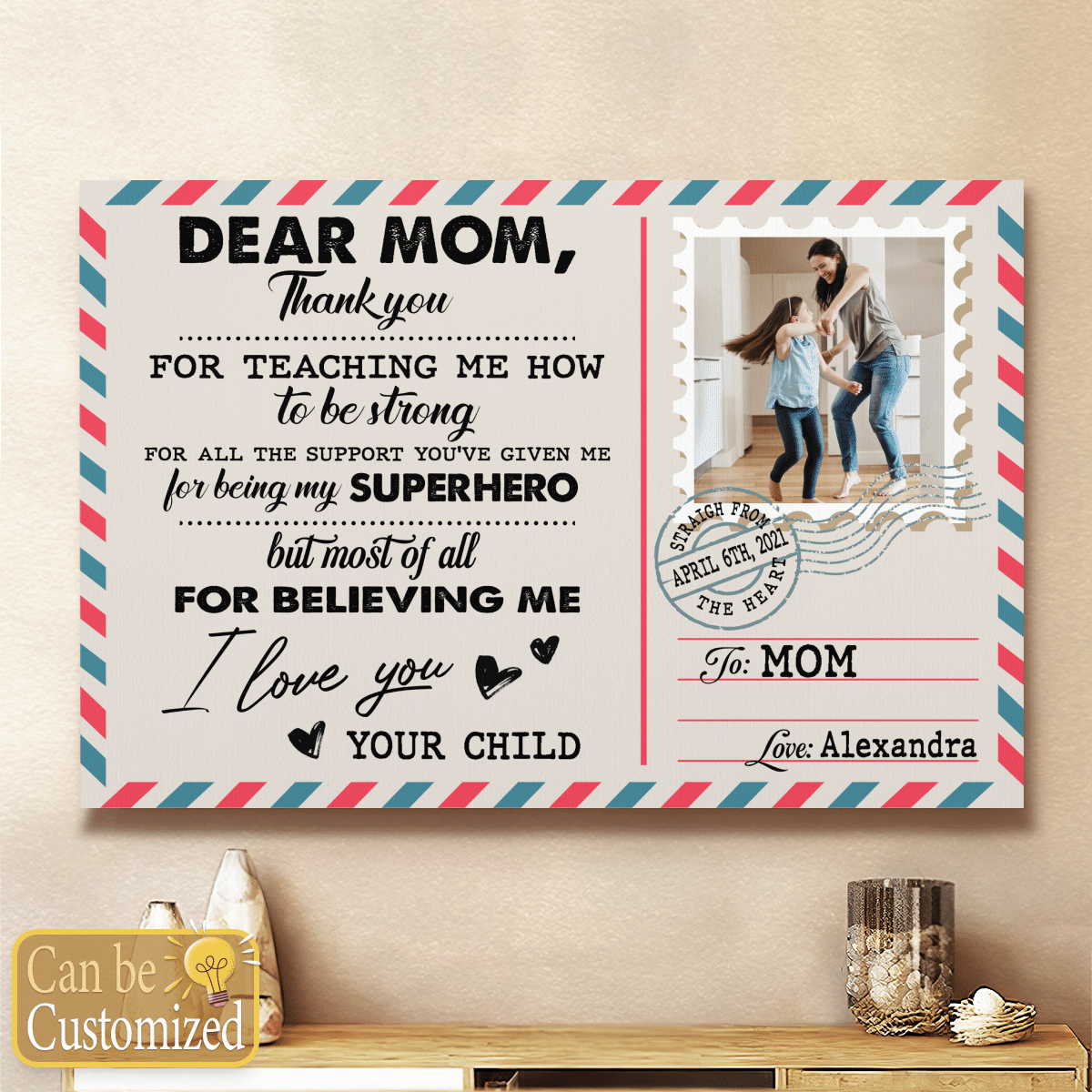 Dear Mom Thank You For Teaching Me Personalized Canvas Gifts For Mom