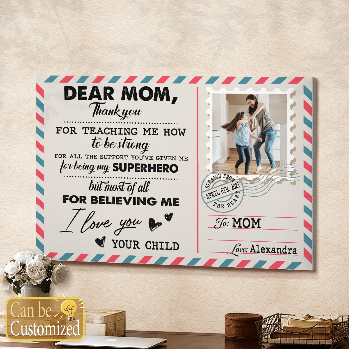 Dear Mom Thank You For Teaching Me Personalized Canvas Gifts For Mom