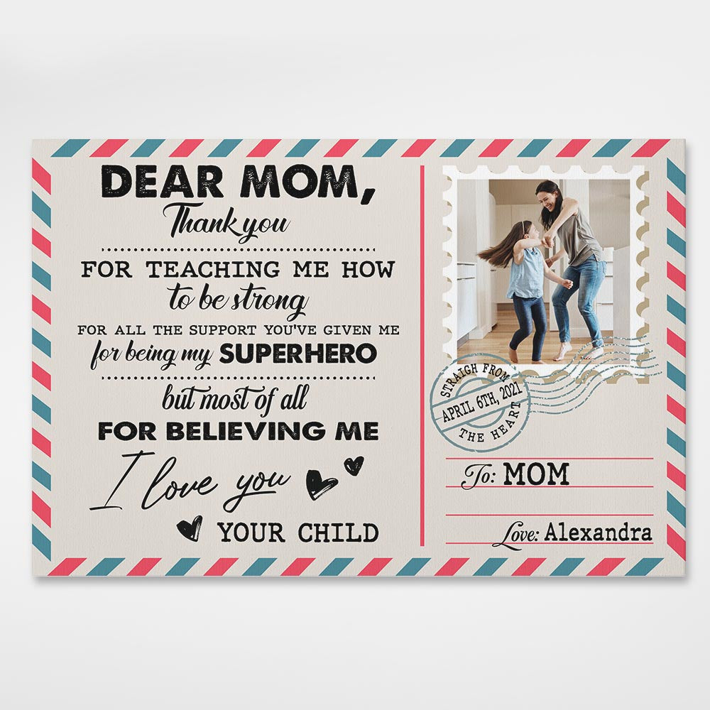 Dear Mom Thank You For Teaching Me Personalized Canvas Gifts For Mom