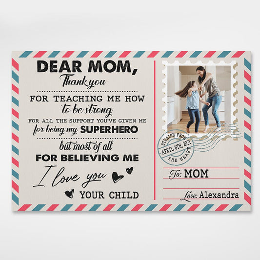 Dear Mom Thank You For Teaching Me Personalized Canvas Gifts For Mom