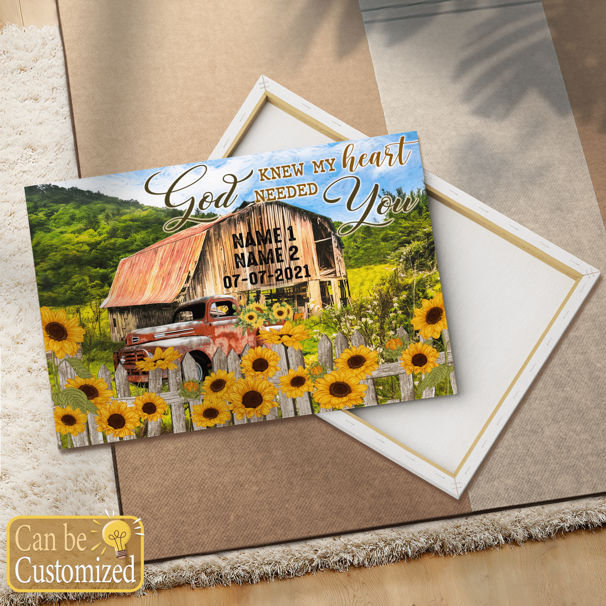 God Knew My Heart Needed You Personalized Canvas Wedding Anniversary Gifts Wall Art Decor