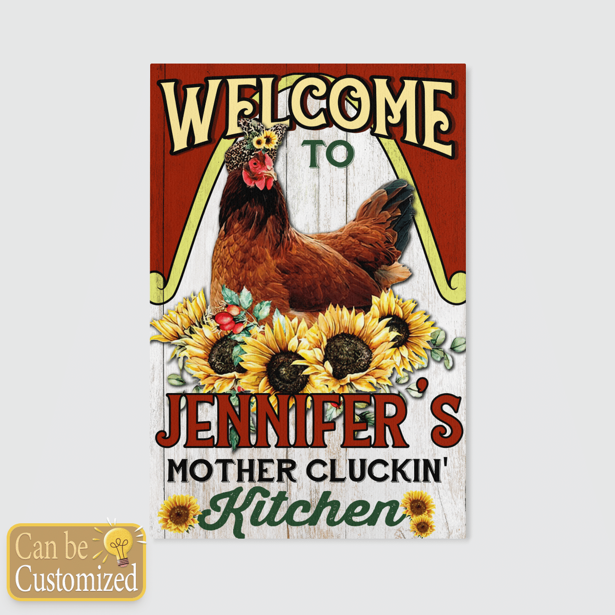 Personalized Chicken Mother Cluckin' Kitchen Customized Canvas