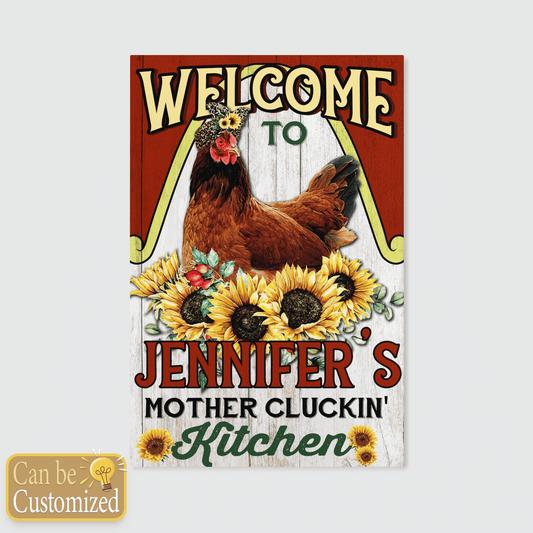 Personalized Chicken Mother Cluckin' Kitchen Customized Canvas