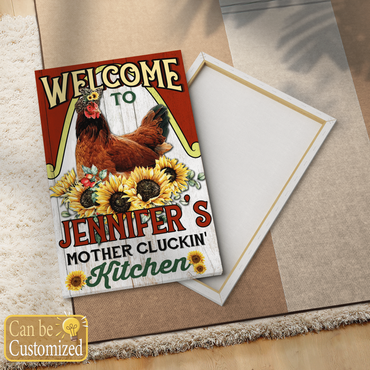 Personalized Chicken Mother Cluckin' Kitchen Customized Canvas