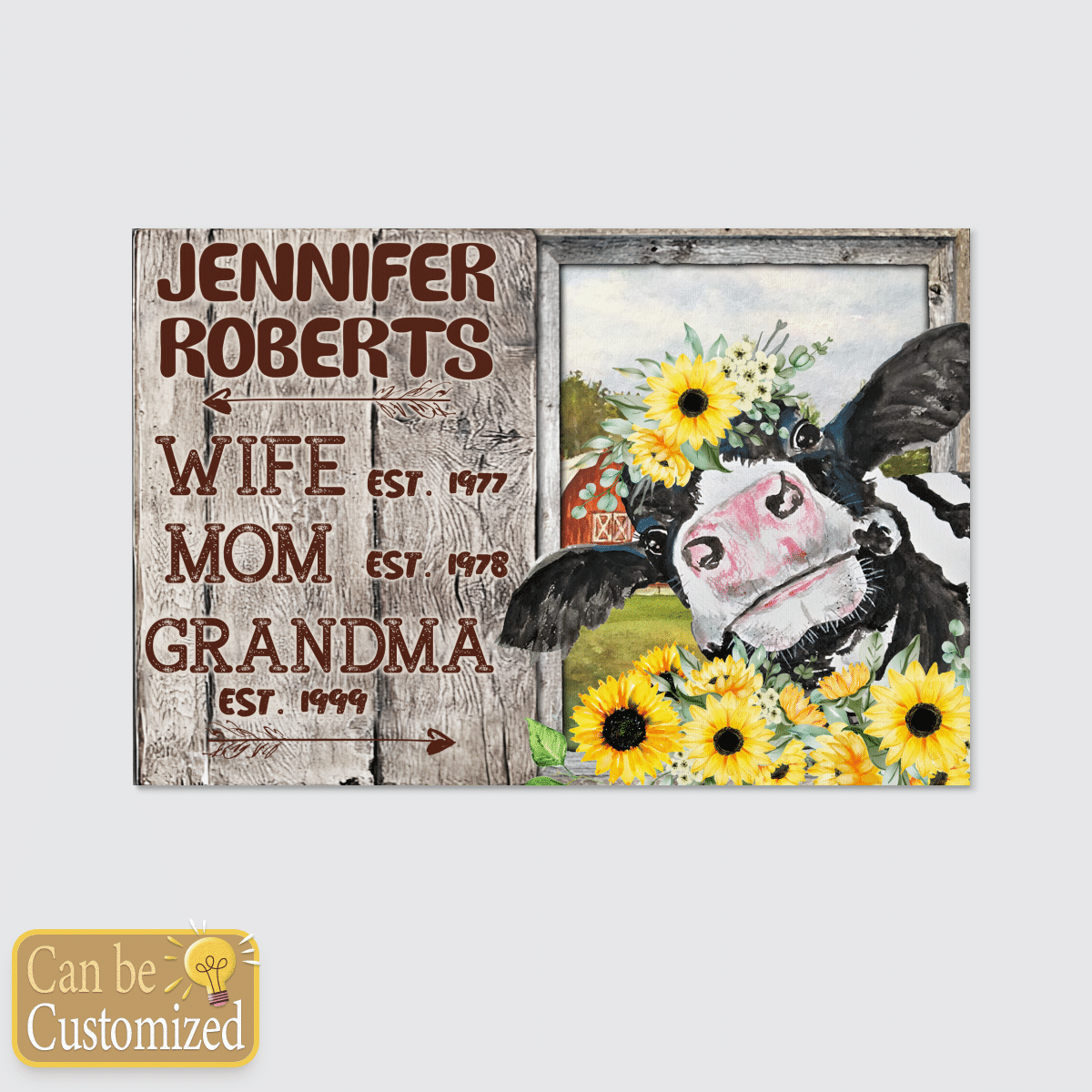 Cattle Wife Mom Grandma Personalized Canvas Gifts For Mom, Gifts For Grandma