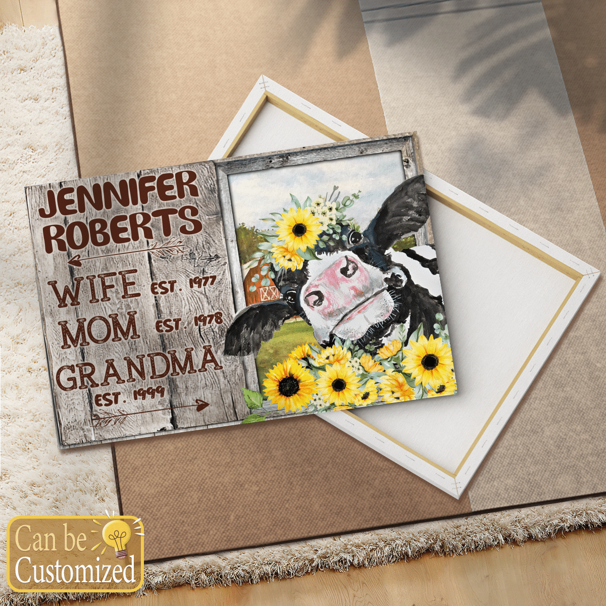 Cattle Wife Mom Grandma Personalized Canvas Gifts For Mom, Gifts For Grandma