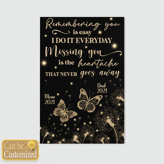 Gold Butterfly Missing You - Memorial Gift - Personalized Custom Canvas Gifts For Angel Mom Dad