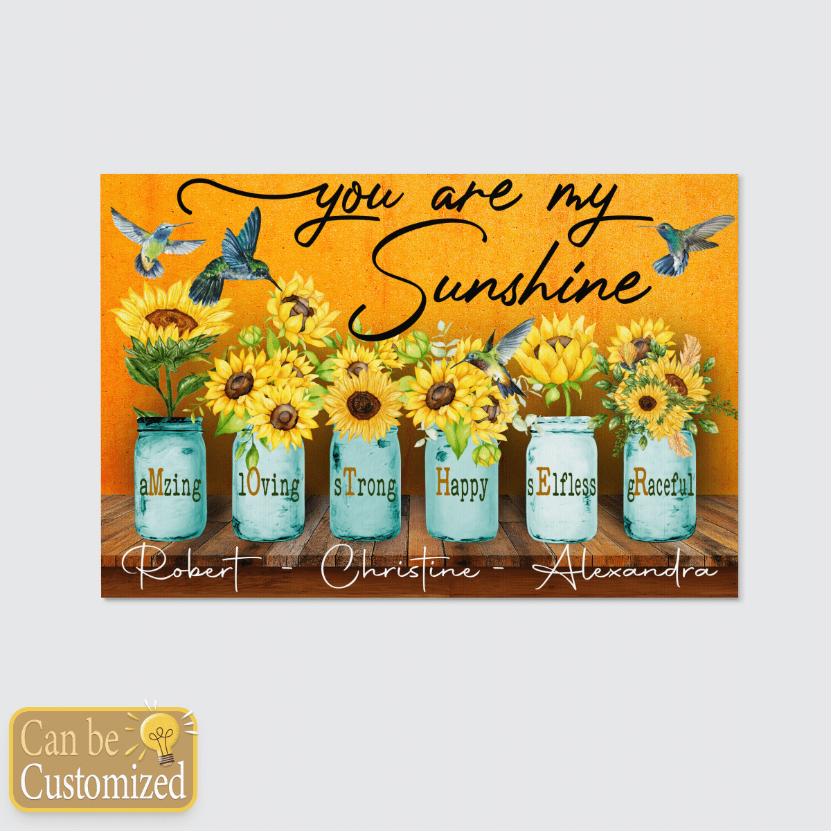 Personalized Hummingbird Sunflower Canvas Your Are Our Sunshine Gifts For Mom