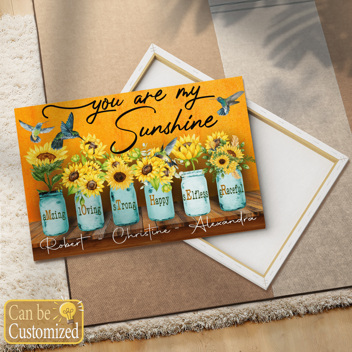 Personalized Hummingbird Sunflower Canvas Your Are Our Sunshine Gifts For Mom