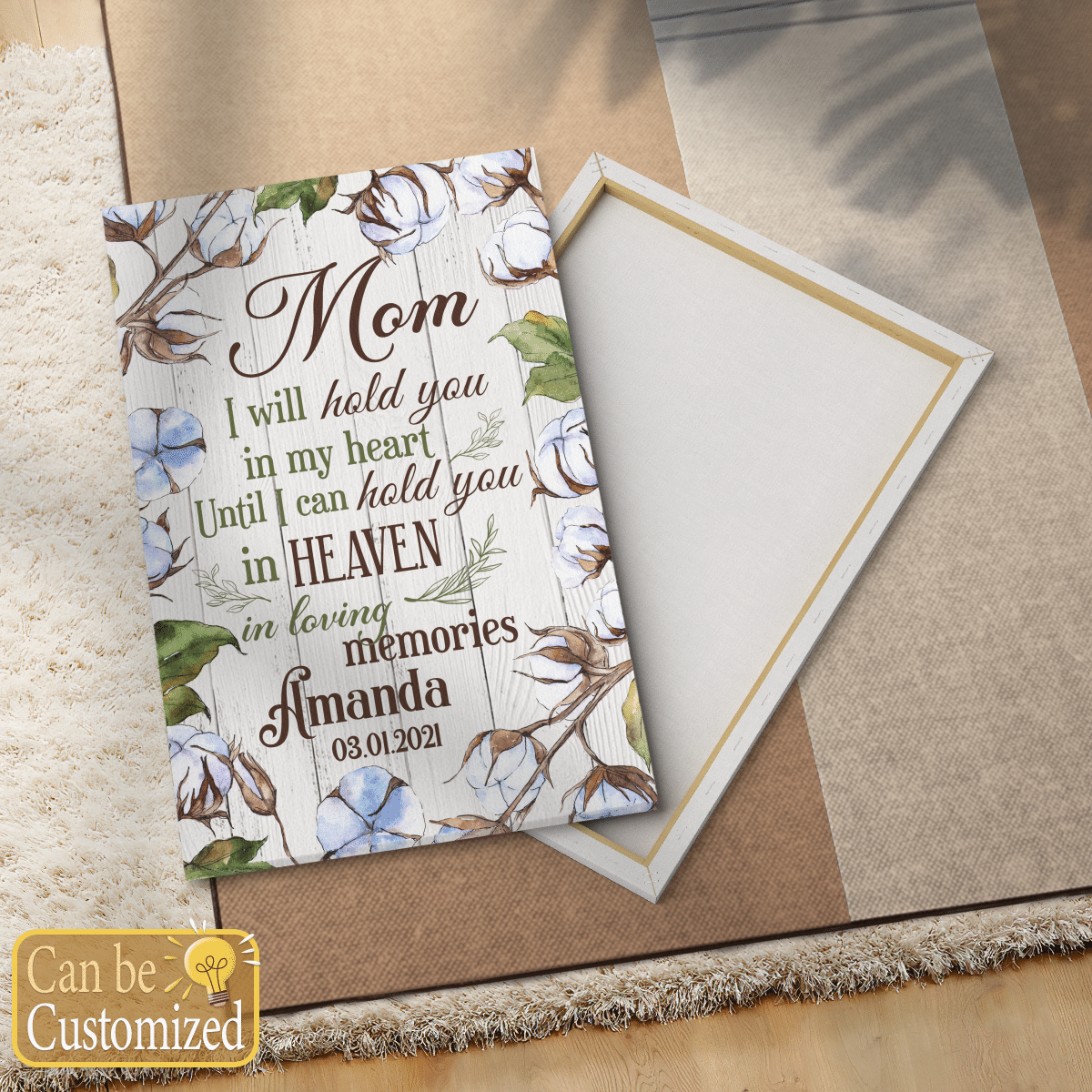 I Will Hold You In My Heart Canvas Wall Art Memorial Mom - Dad