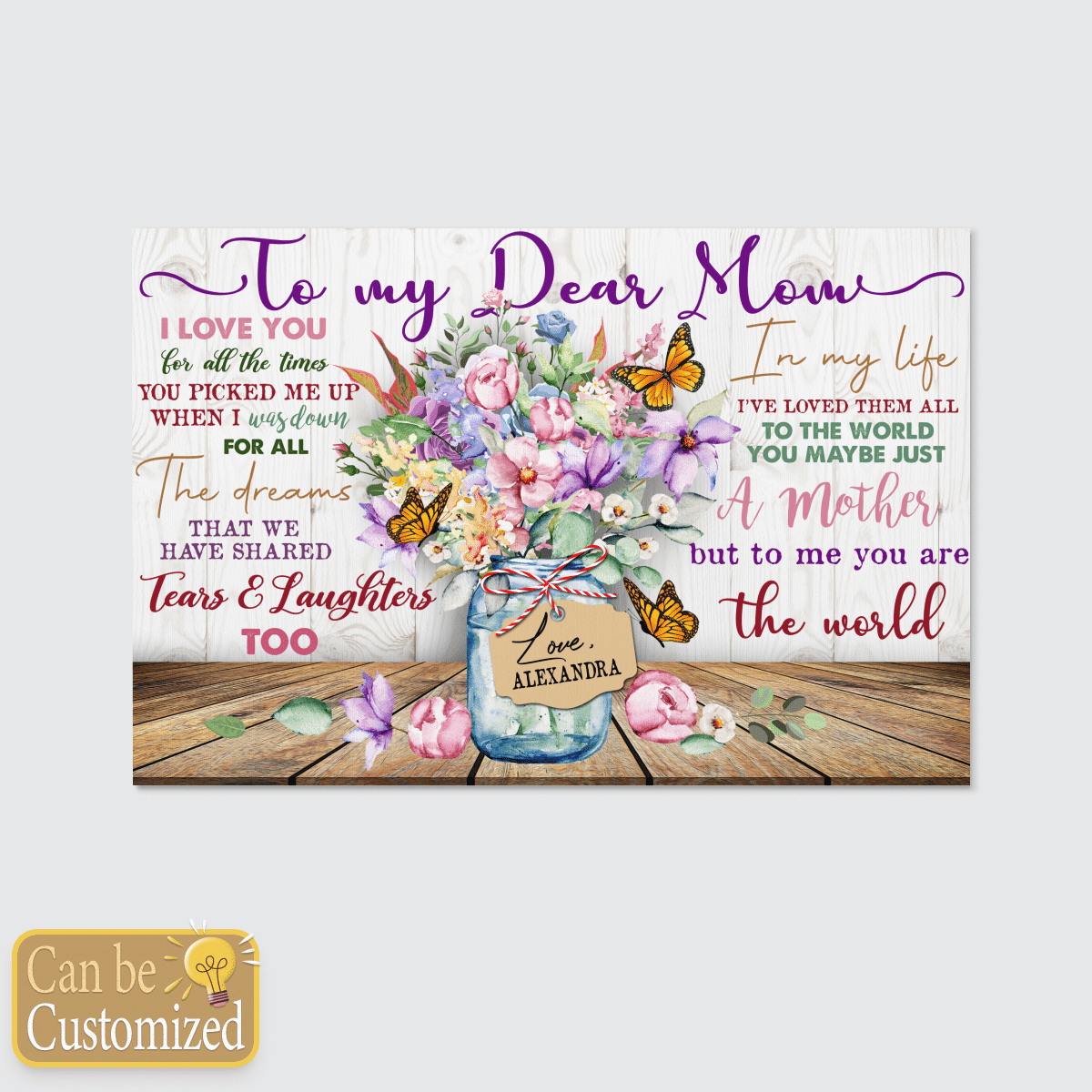 Mother's Day Gifts Personalized Canvas You Are The World