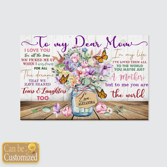 Mother's Day Gifts Personalized Canvas You Are The World
