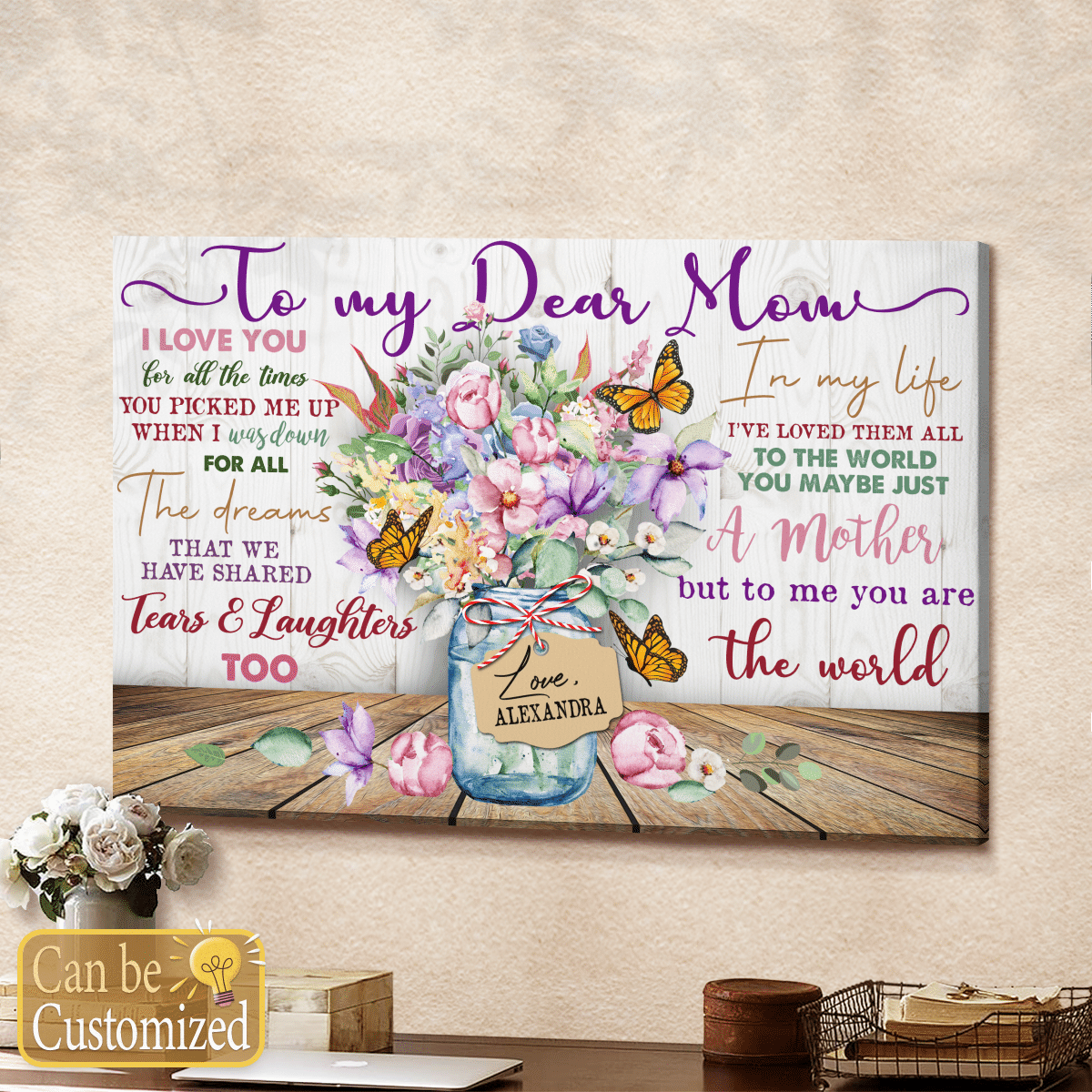 Mother's Day Gifts Personalized Canvas You Are The World